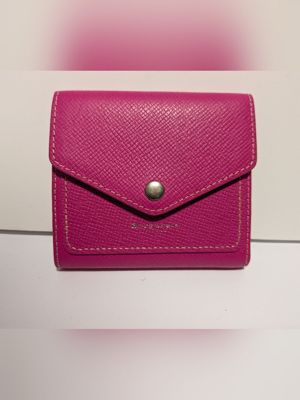 Borgasets Women Wallet Genuine Leather RFID Card Blocking (Pink).
